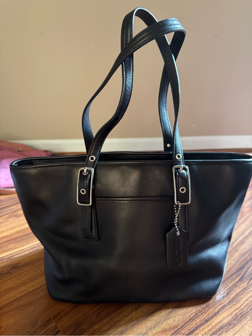 Coach Vintage Black Leather Legacy Market Tote Shoulder Bag EUC